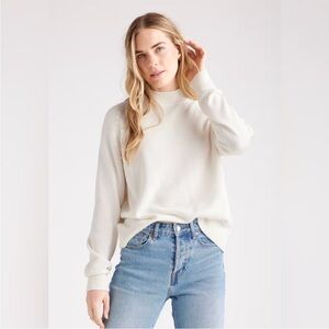 Quince 100% Organic Cotton Ivory Mock Neck Sweater Sz S